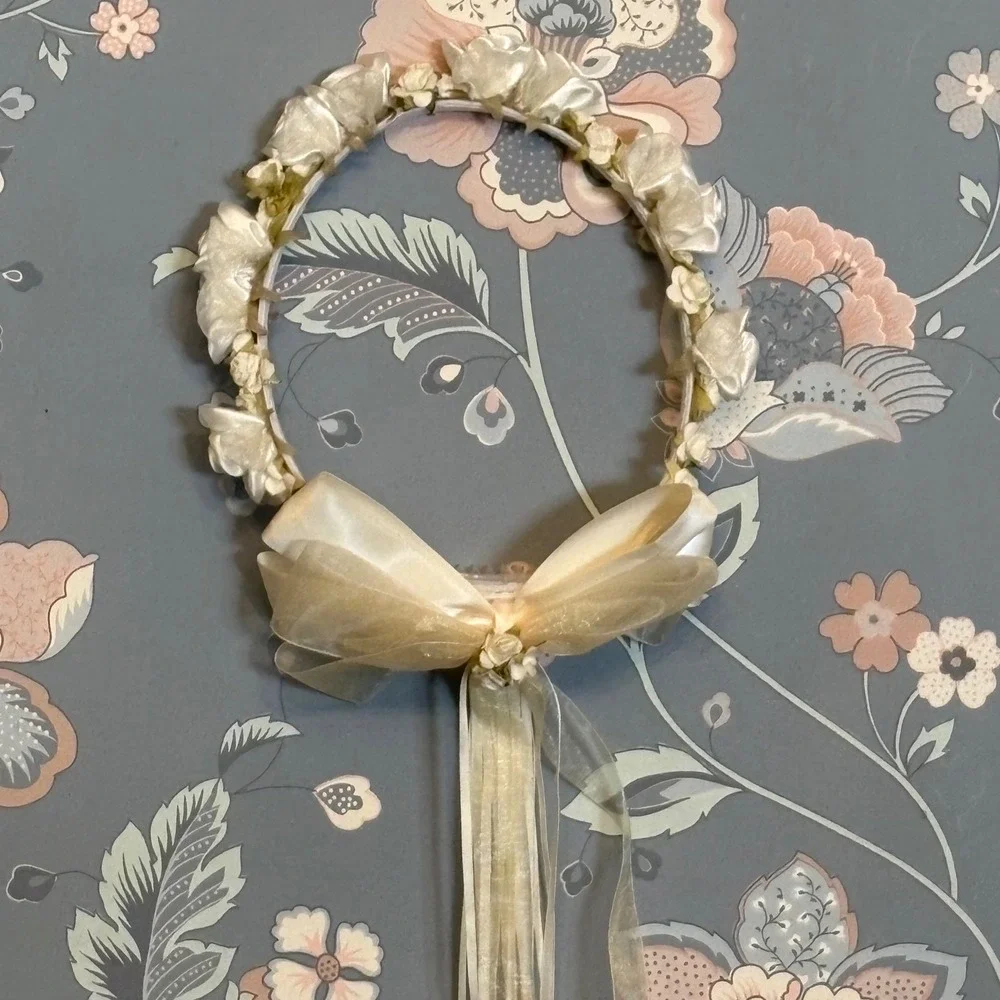 Kid's Dream Flower Girl Headband Cream Floral Bow‎ Comb Wedding First Communion
